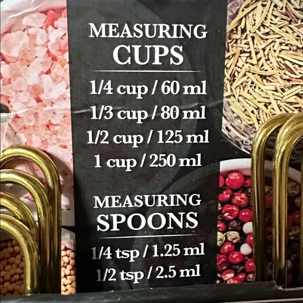 GK 8 Piece Measuring Cups Spoons Set in gold stainless steel
